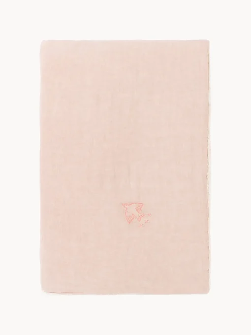 Mantas Y Alfombras De Juego|Decoración Infantil>Nobodinoz Manta infantil bordada L1N0 Rosa claro, rosa palo