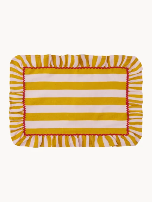 Manteles Individuales|Manteles Individuales>Bitossi Home Manteles individuales a rayas Senape, 2 uds. Rosa claro, amarillo sol, rojo