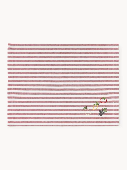 Discount Manteles individuales a rayas con bordados Melony, 2 uds. Manteles Individuales|Manteles Individuales