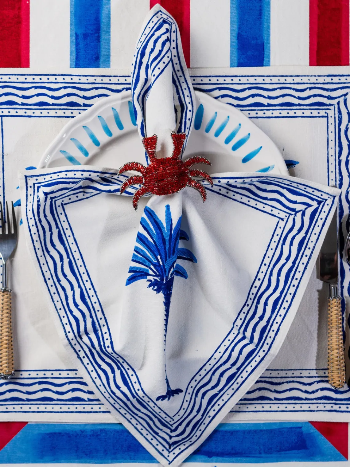 Manteles Individuales|Manteles Individuales>Les Ottomans Manteles individuales artesanales de algodón The Palms, 4 uds.