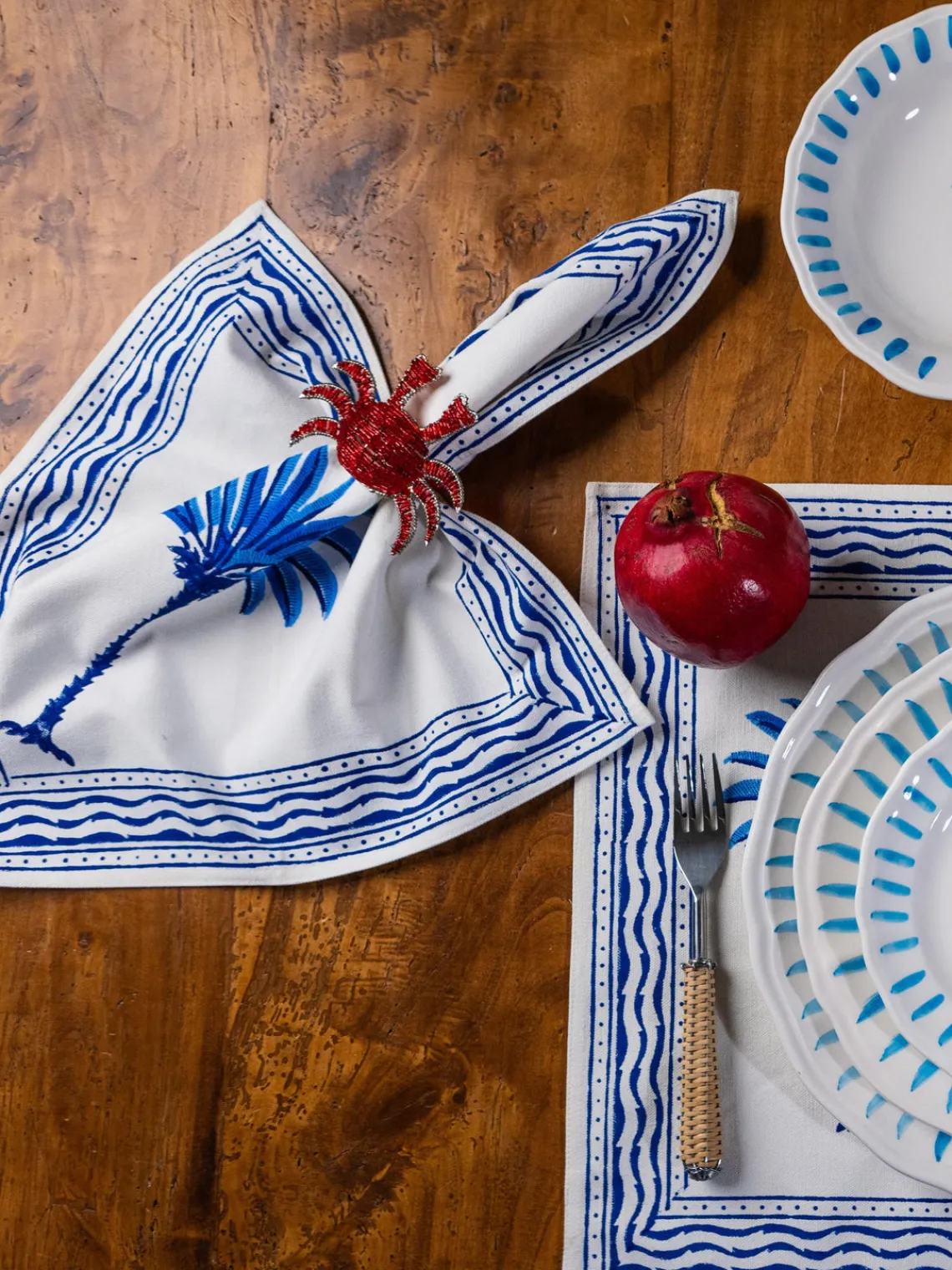 Manteles Individuales|Manteles Individuales>Les Ottomans Manteles individuales artesanales de algodón The Palms, 4 uds.