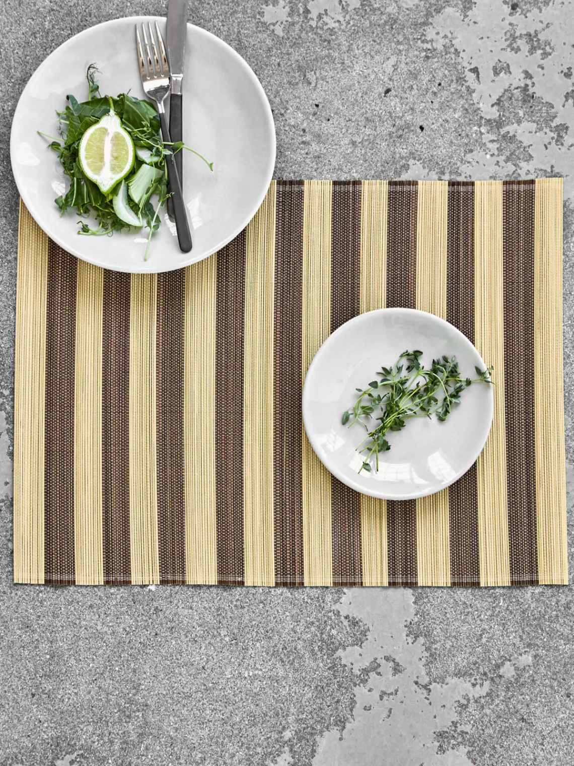 Manteles Individuales|Manteles Individuales>House Doctor Manteles individuales artesanales Rayas, 4 uds. Beige, marrón oscuro
