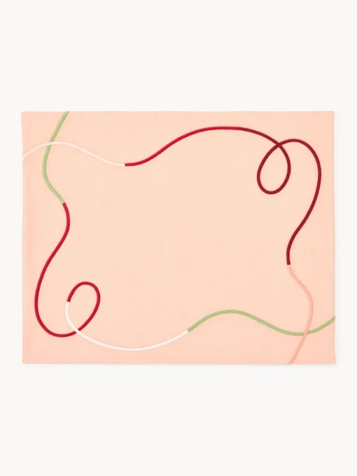 Manteles Individuales|Manteles Individuales>Westwing Collection Manteles individuales con bordado abstracto Sue, 2 uds. Melocotón, muliticolor