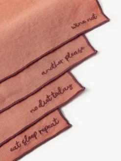 Clearance Manteles individuales de lino con bordado Cosmo, 4 uds. Manteles Individuales|Vajillas Completas