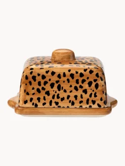 Mantequera pintada a mano Leopard Mantequilleras|Vajillas Completas