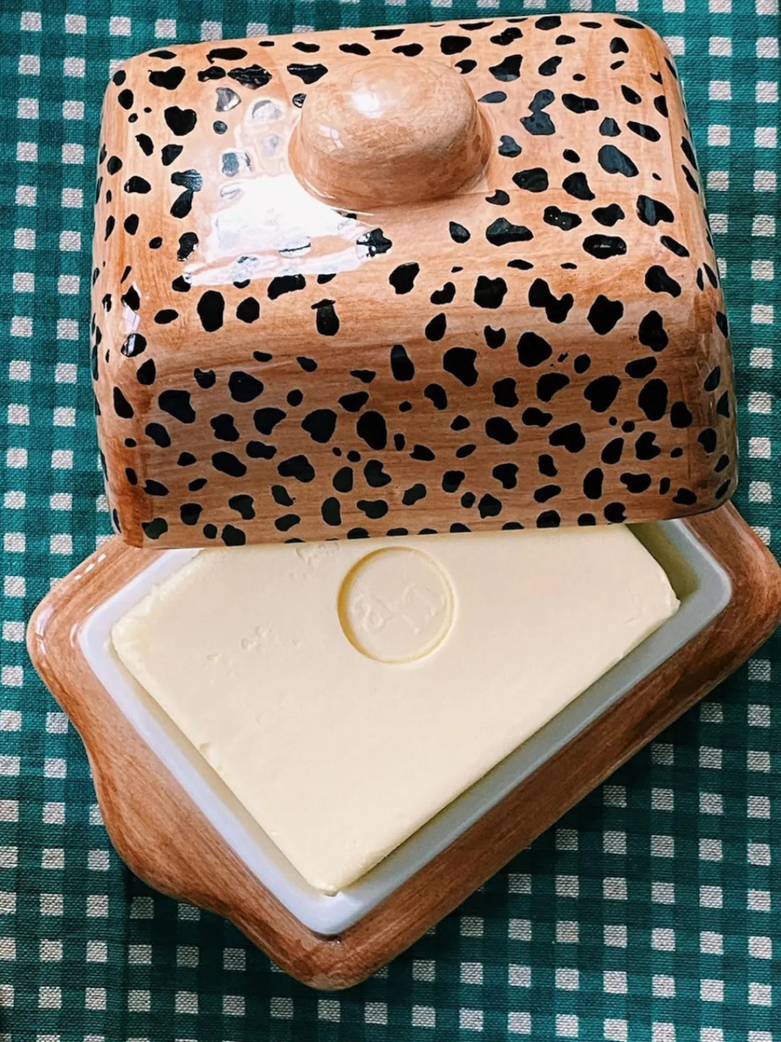Mantequera pintada a mano Leopard Mantequilleras|Vajillas Completas