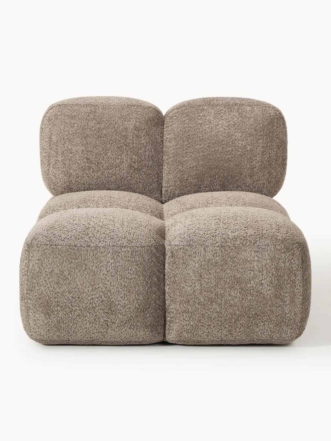 Sofás>Westwing Collection Módulo central de borreguillo bouclé Tayla Borreguillo bouclé gris pardo