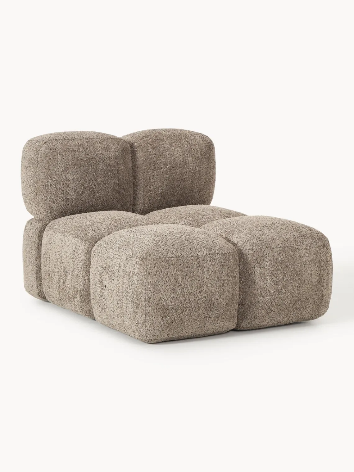 Sofás>Westwing Collection Módulo central de borreguillo bouclé Tayla Borreguillo bouclé gris pardo