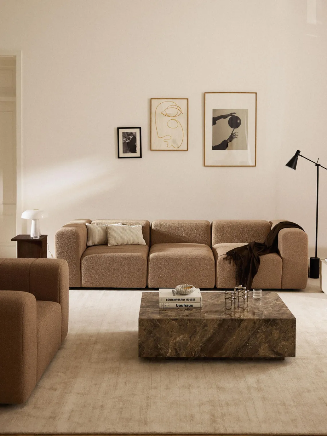 Online Módulo central en tejido bouclé Lena Sofás