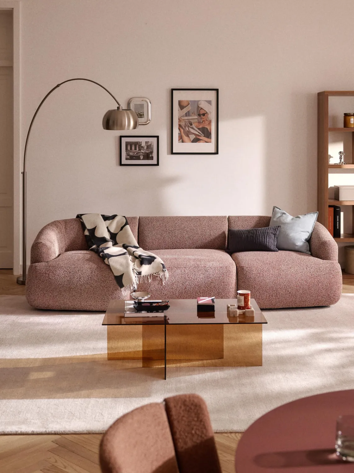 Sofás>Westwing Collection Módulo central en tejido bouclé Sofia Bouclé jaspeado, terracota