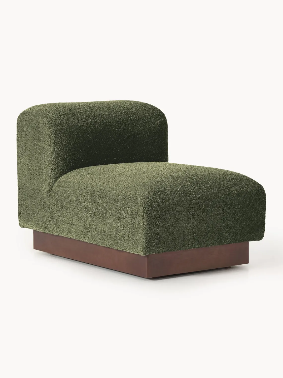 Sofás>Westwing Collection Módulo central sofá de borreguillo bouclé Natalie Borreguillo bouclé verde oscuro, madera de haya oscura