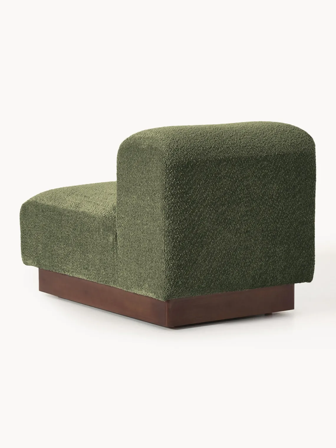 Sofás>Westwing Collection Módulo central sofá de borreguillo bouclé Natalie Borreguillo bouclé verde oscuro, madera de haya oscura