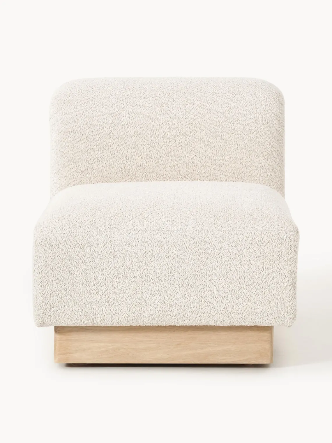 Sofás>Westwing Collection Módulo central sofá de borreguillo bouclé Natalie Borreguillo bouclé blanco Off White, madera de haya clara