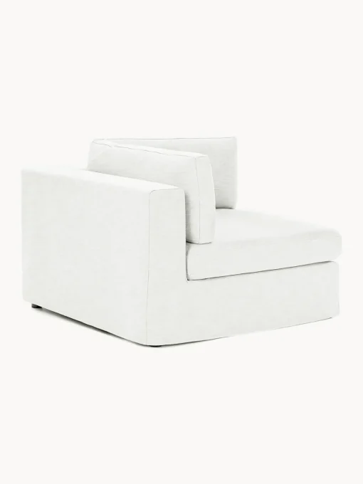 Sofás>Westwing Collection Módulo de esquina con tapizado desenfundable Russell Tejido blanco Off White jaspeado
