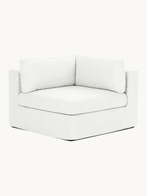 Sofás>Westwing Collection Módulo de esquina con tapizado desenfundable Russell Tejido blanco Off White jaspeado