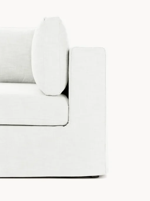 Sofás>Westwing Collection Módulo de esquina con tapizado desenfundable Russell Tejido blanco Off White jaspeado