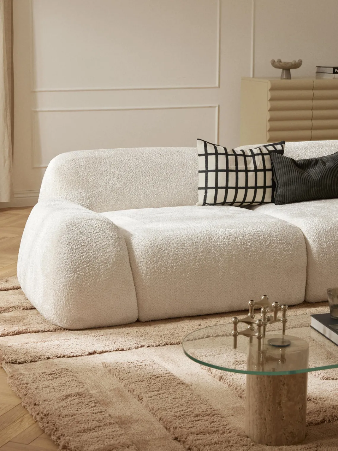 Clearance Módulo de esquina de borreguillo bouclé Wolke Sofás