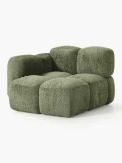 Sofás></noscript>Westwing Collection Módulo de esquina de borreguillo bouclé Tayla Borreguillo bouclé verde oscuro