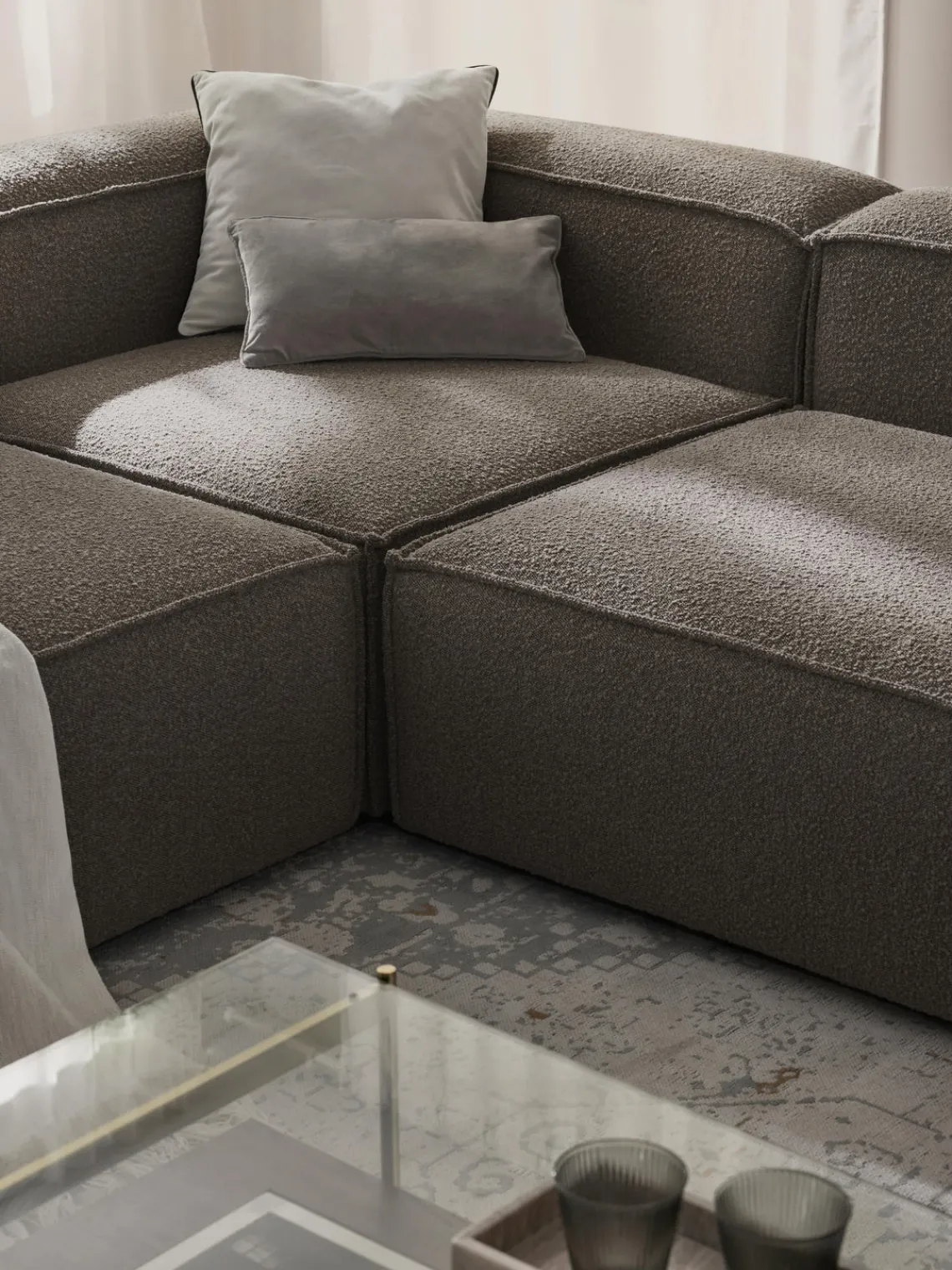 Módulo de esquina en tejido bouclé sofá Lennon Sofás