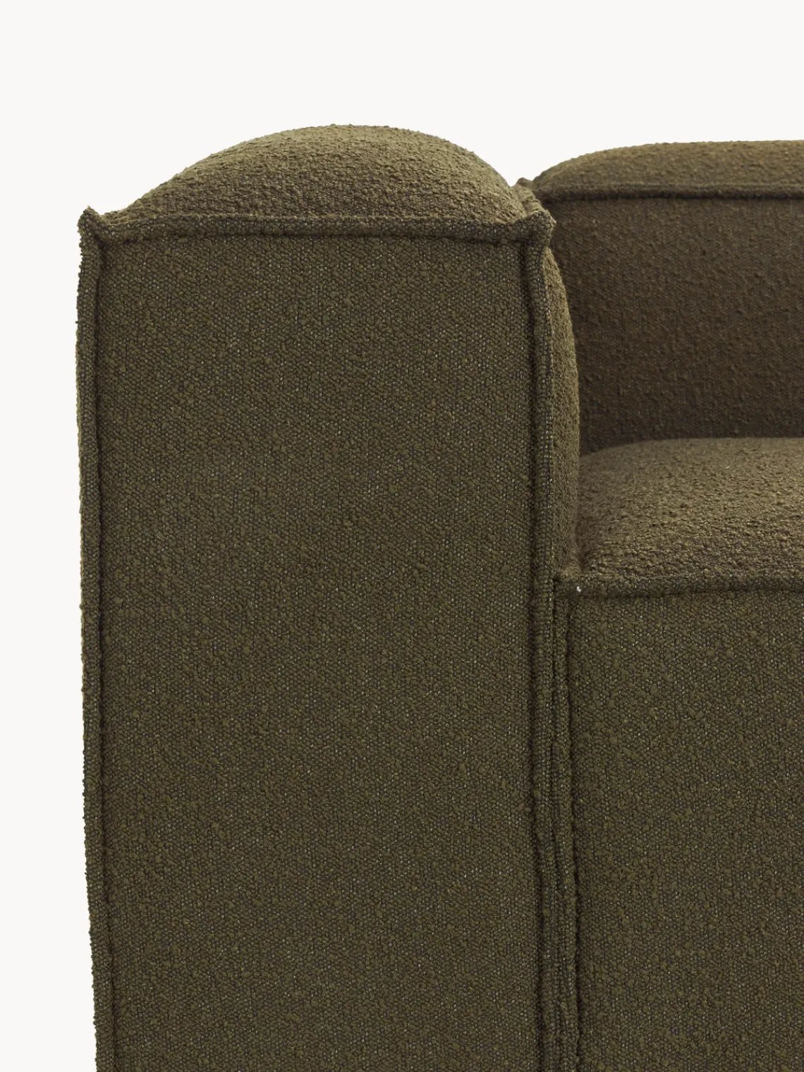 Sofás>Westwing Collection Módulo de esquina en tejido bouclé Lennon Bouclé verde oliva