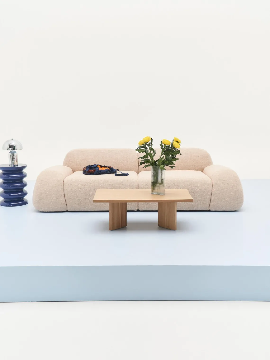 Sofás>Westwing Collection Módulo de esquina en tejido bouclé Wolke Bouclé melocotón