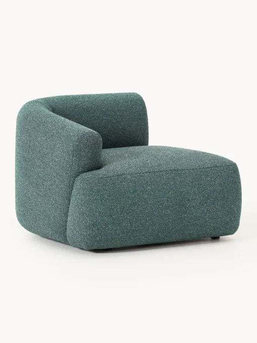Sofás>Westwing Collection Módulo de esquina en tejido bouclé Sofia Bouclé jaspeado, azul petróleo
