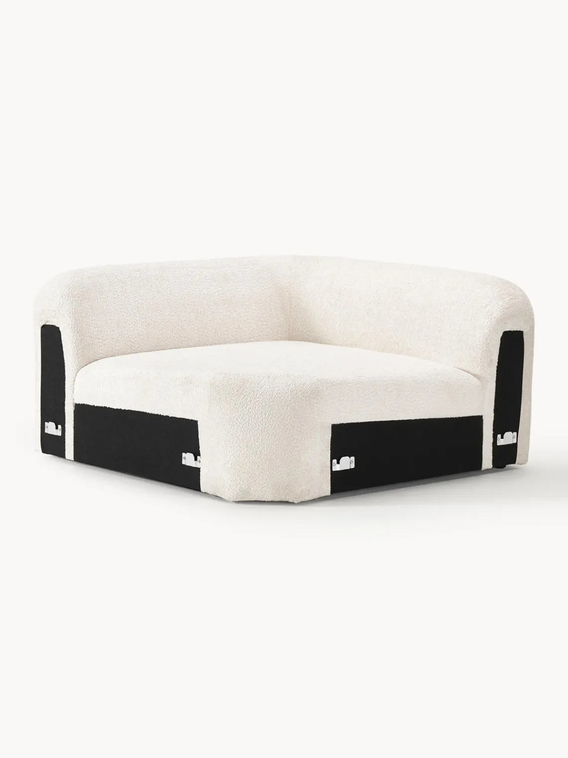 Sofás>Westwing Collection Módulo de esquina redondo de borreguillo bouclé Wolke Borreguillo bouclé blanco Off White