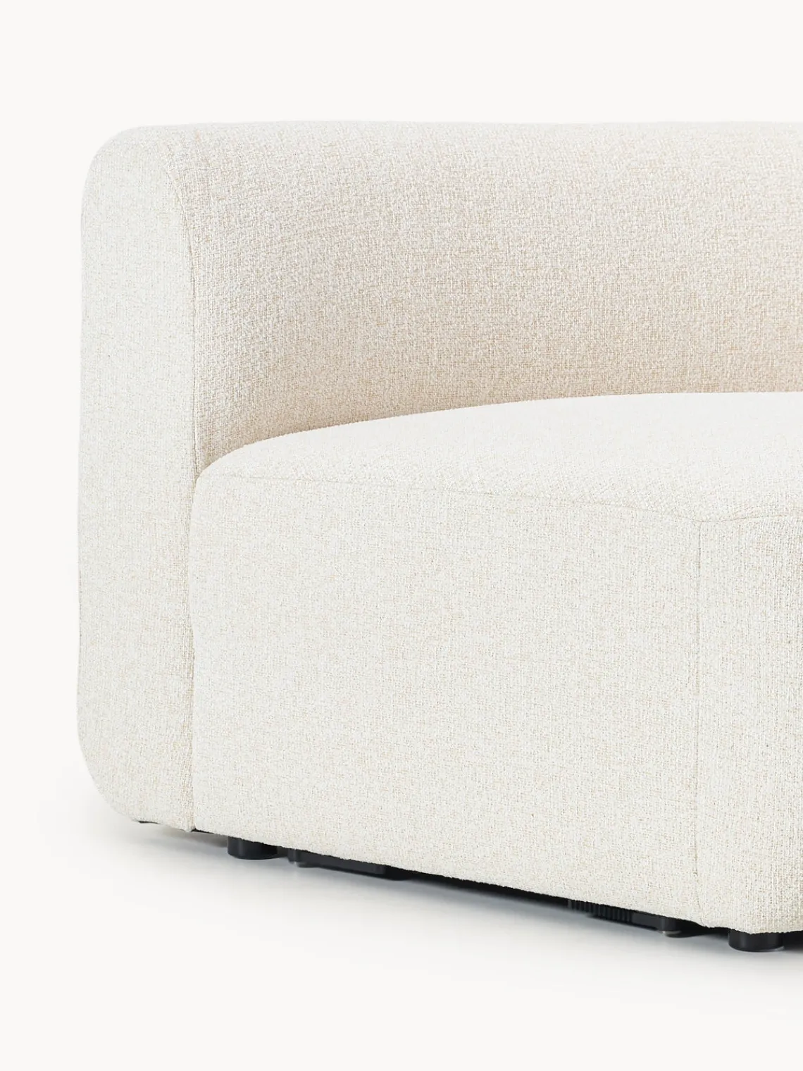 Sofás>Westwing Collection Módulo de esquina redondo en tejido bouclé Sofia Bouclé jaspeado, blanco crema