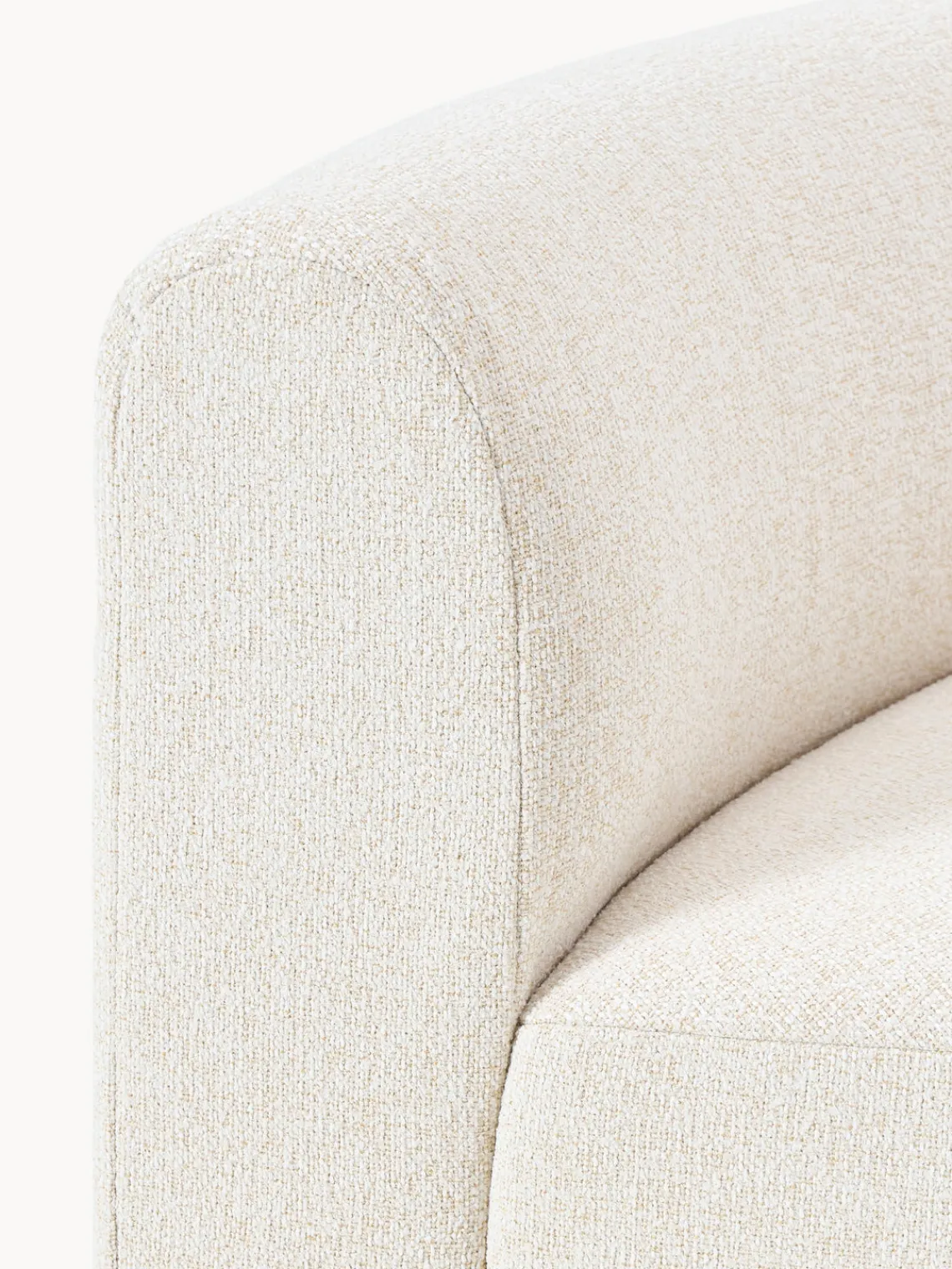 Sofás>Westwing Collection Módulo de esquina redondo en tejido bouclé Sofia Bouclé jaspeado, blanco crema