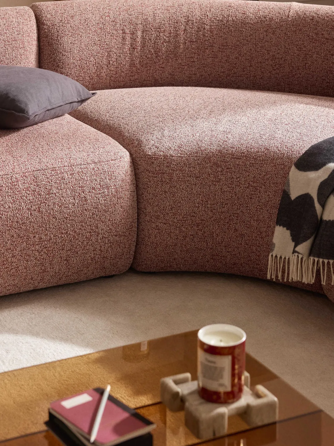 Hot Módulo de esquina redondo en tejido bouclé Sofia Sofás