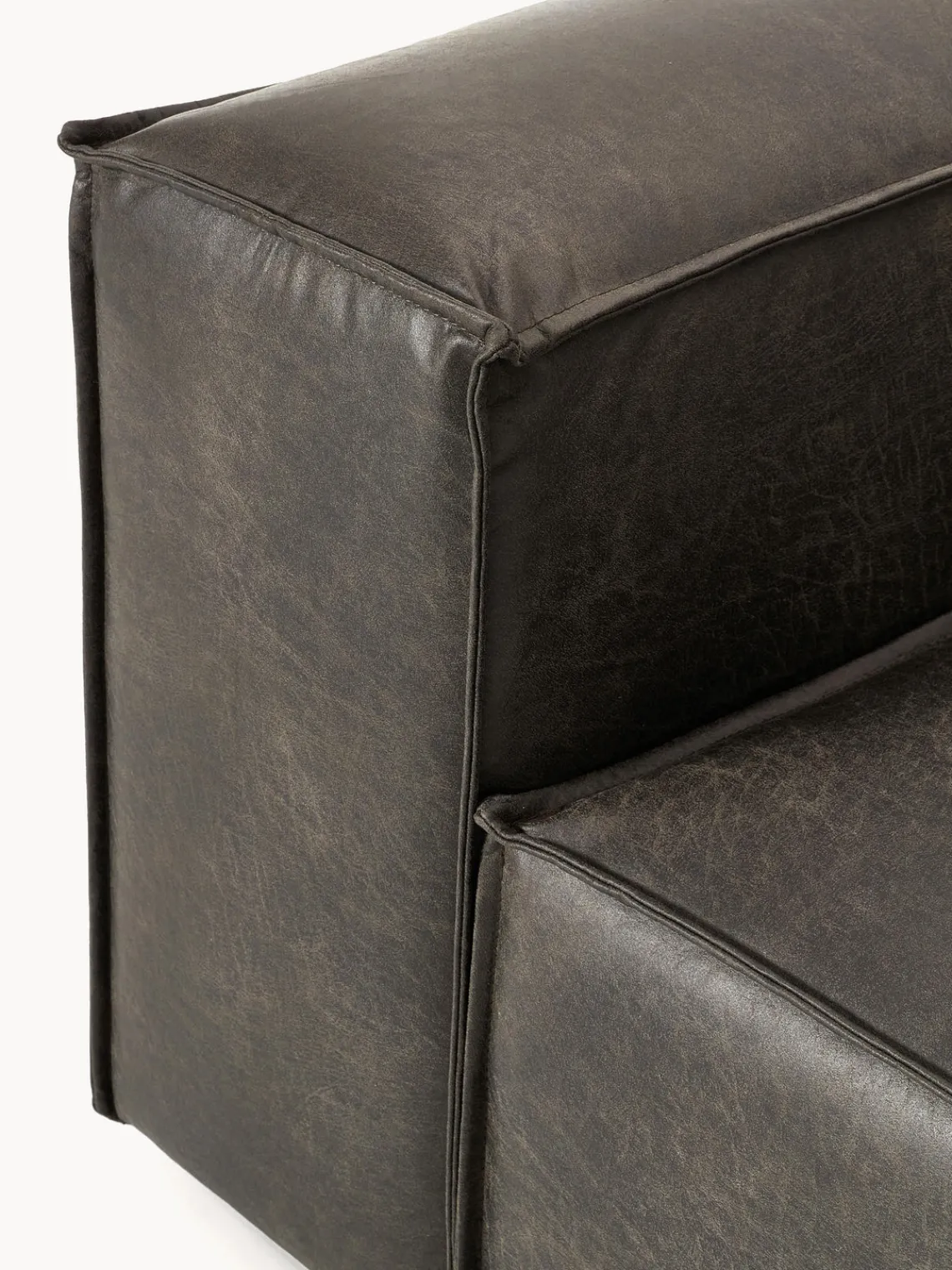 Sofás>Westwing Collection Módulo de esquina sofá de cuero reciclado Lennon Cuero taupe