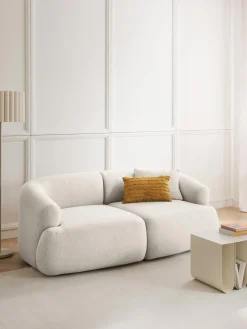 Sofás>Westwing Collection Módulo de esquina Sofia Tejido grueso blanco crema