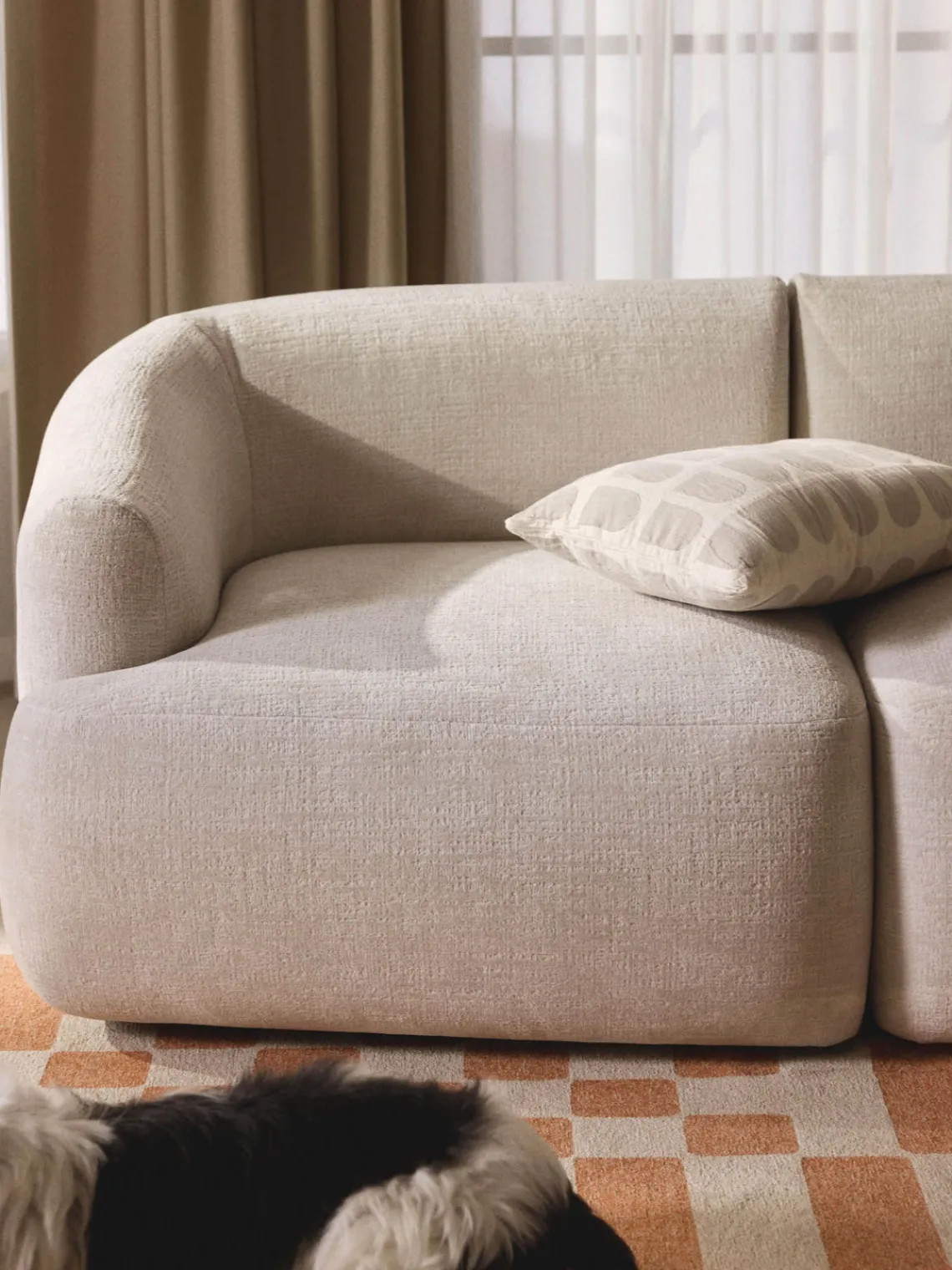 Sofás>Westwing Collection Módulo de esquina Sofia Terciopelo blanco Off White