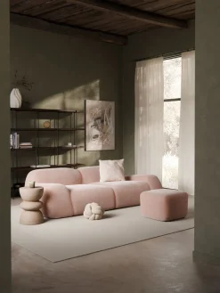 Sofás>Westwing Collection Módulo de esquina Wolke Tejido de terciopelo rosa claro