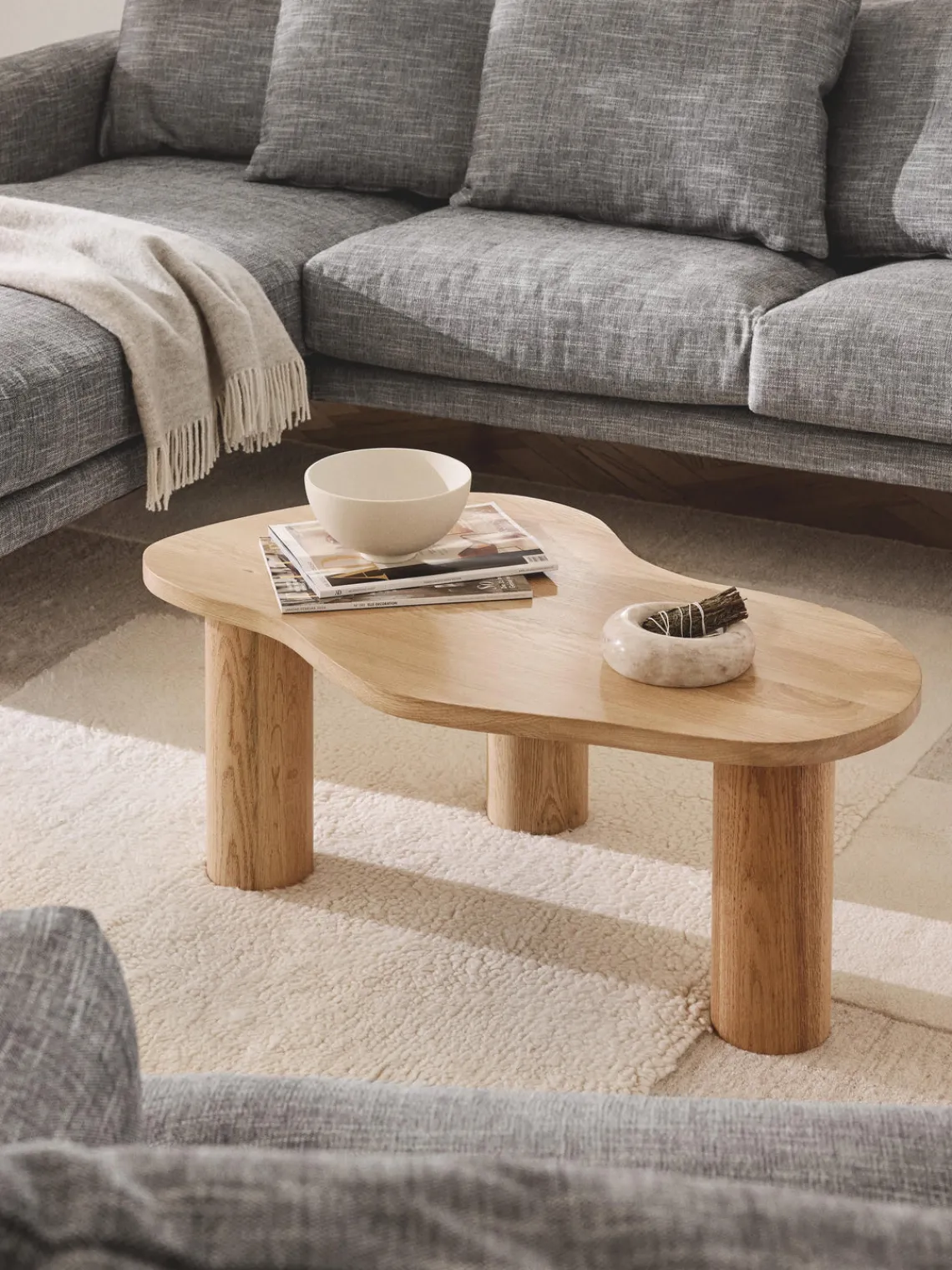 Mesas De Centro|Mesas De Centro>Westwing Collection Mesa de centro de forma orgánica de madera de roble Didi Madera de roble barnizada