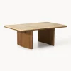 Hot Mesa de centro de madera de roble con tablero de travertino Chandler Mesas De Centro|Mesas De Centro