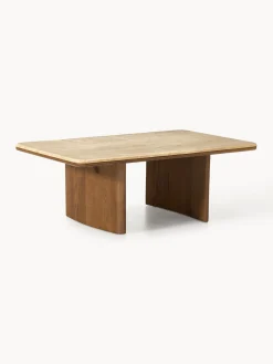 Hot Mesa de centro de madera de roble con tablero de travertino Chandler Mesas De Centro|Mesas De Centro