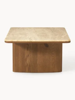 Hot Mesa de centro de madera de roble con tablero de travertino Chandler Mesas De Centro|Mesas De Centro