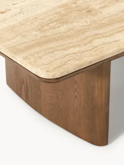 Hot Mesa de centro de madera de roble con tablero de travertino Chandler Mesas De Centro|Mesas De Centro