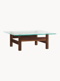 Mesa de centro de madera de nogal con tapa de cristal Brasilia Mesas De Centro|Mesas De Centro