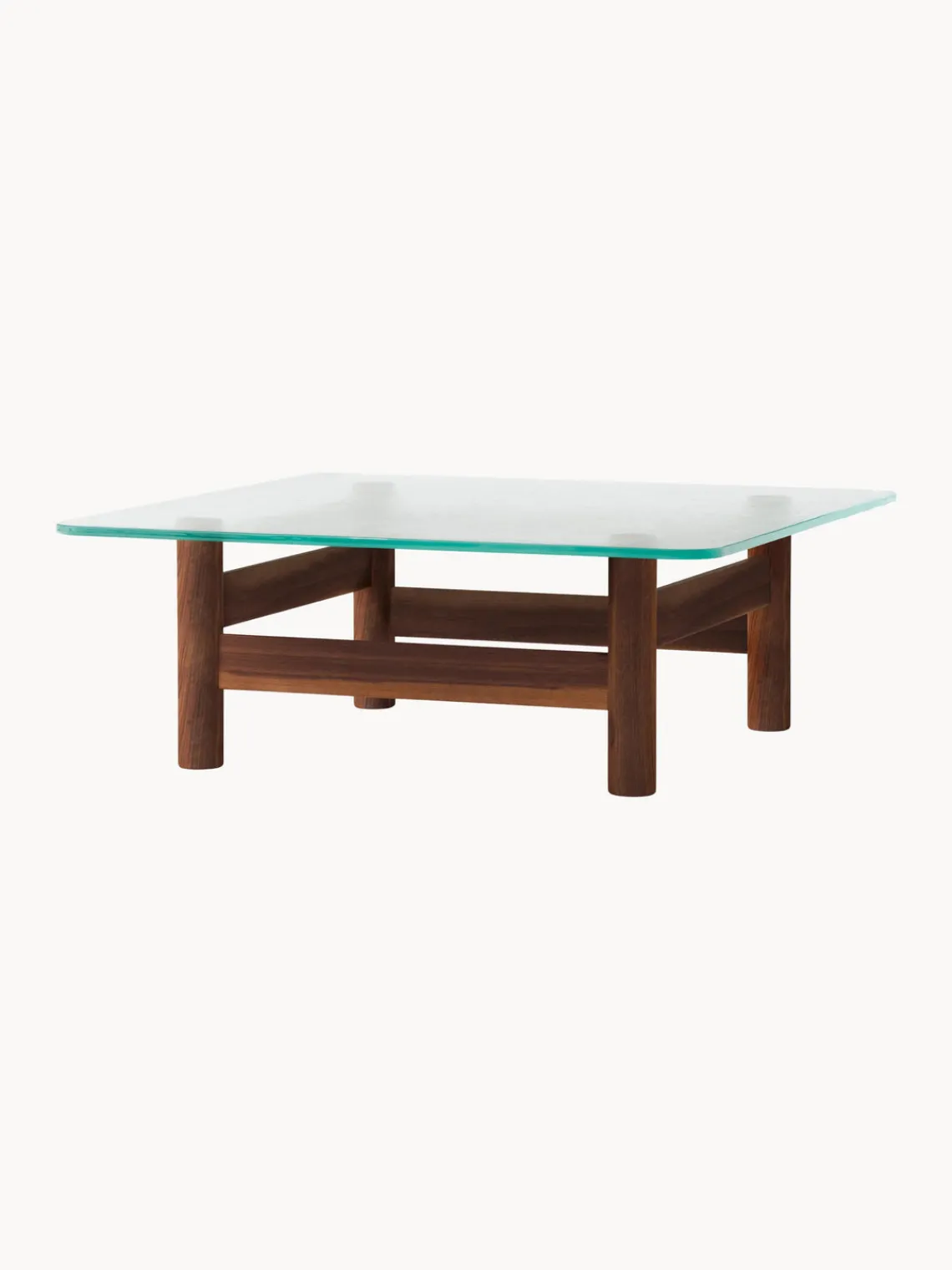 Mesa de centro de madera de nogal con tapa de cristal Brasilia Mesas De Centro|Mesas De Centro