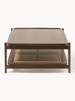 Mesas De Centro|Mesas De Centro></noscript>Westwing Collection Mesa de centro de madera con espacio de almacenaje de tejido vienés Libby Madera de roble oscura, beige