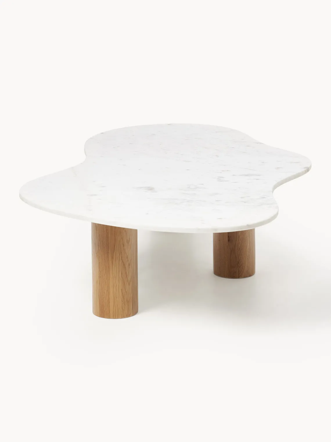 Mesas De Centro|Mesas De Centro>Westwing Collection Mesa de centro de mármol con forma orgánica Naruto Madera de roble, mármol blanco