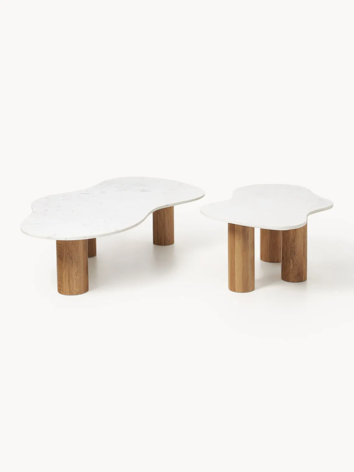 Mesas De Centro|Mesas De Centro>Westwing Collection Mesa de centro de mármol con forma orgánica Naruto Madera de roble, mármol blanco