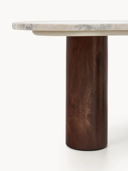 Mesas De Centro|Mesas De Centro>Westwing Collection Mesa de centro de mármol con forma orgánica Naruto, pequeña Madera de mango, beige