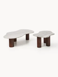 Mesas De Centro|Mesas De Centro></noscript>Westwing Collection Mesa de centro de mármol con forma orgánica Naruto, pequeña Madera de mango, beige
