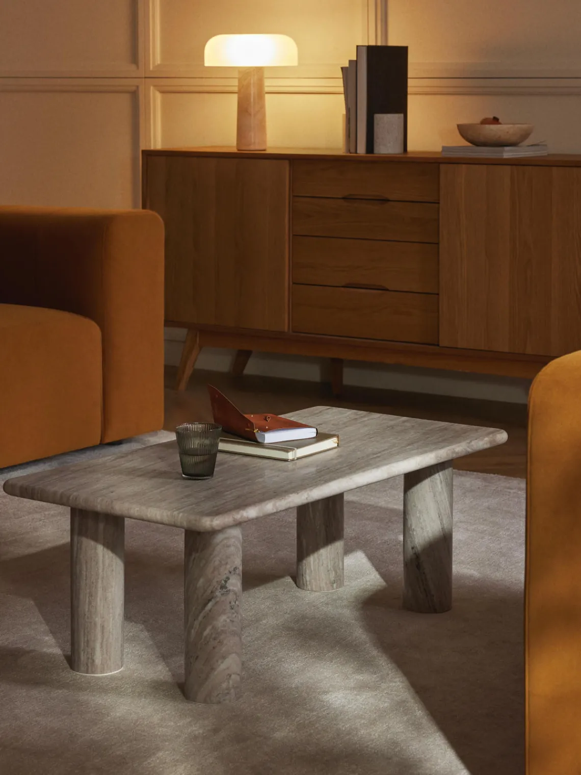 Mesas De Centro|Mesas De Centro>Westwing Collection Mesa de centro de mármol Mabel Greige, jaspeado