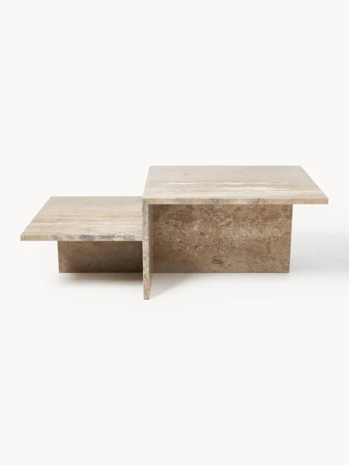 Mesas De Centro|Mesas De Centro>Ferm Living Mesa de centro de travertino con dos tableros Distinct Travertino marrón