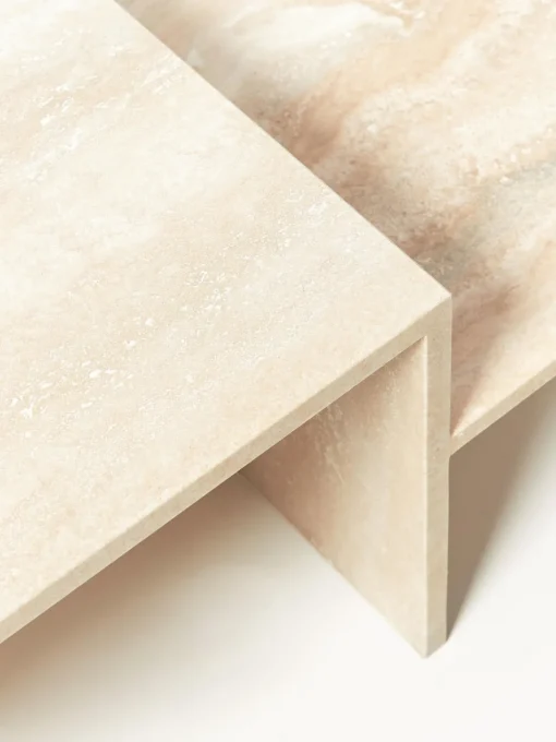 Mesas De Centro|Mesas De Centro>Ferm Living Mesa de centro de travertino con dos tableros Distinct Travertino beige