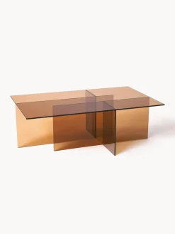Mesas De Centro|Mesas De Centro>Westwing Collection Mesa de centro de vidrio Anouk, 102 cm Marrón transparente